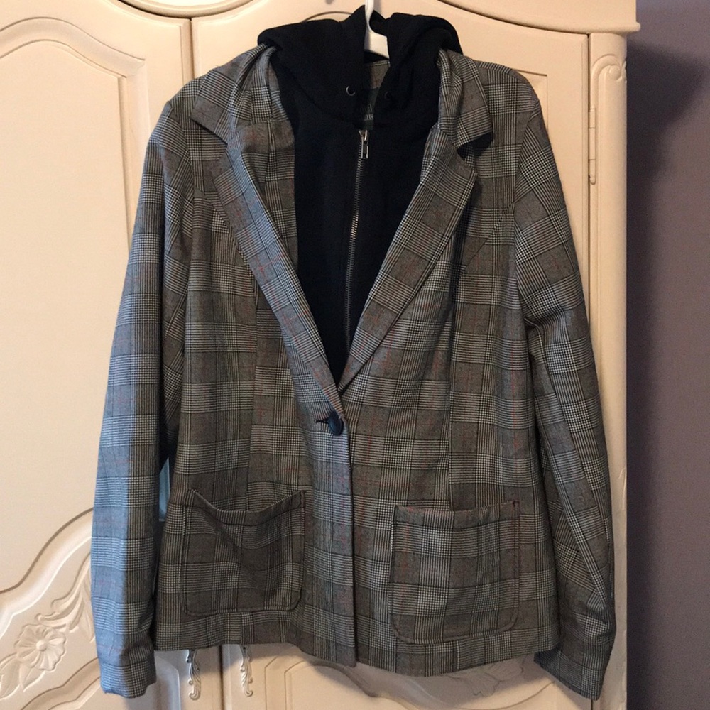 Wild Fable Sweatshirt Hooded Plaid Blazer Size: L